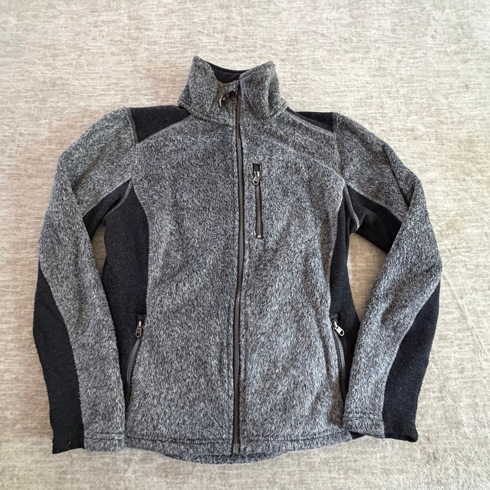 Kuhl Womens M Gray Fleece Jacket Full Zip Outdoor Hiking Zip Pockets